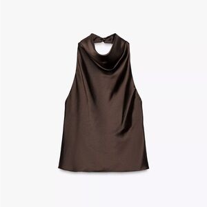 Zara Brown Satin Blouse
